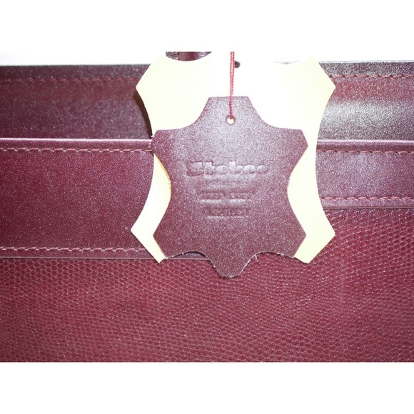 VTG Stebco Attache Briefcase Pebbled Leather Retractable Handle Burgundy Red - Picture 6 of 16